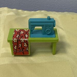 Vintage Fisher Price Little People 1970s Sewing Machine Green Blue